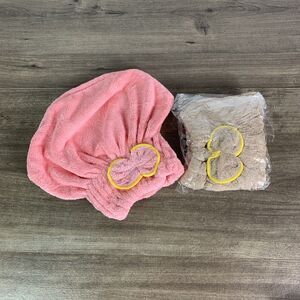 2 pk Microfiber Quick Hair Drying Bath Towel Spa Bowknot Wrap Towel Cap Shower